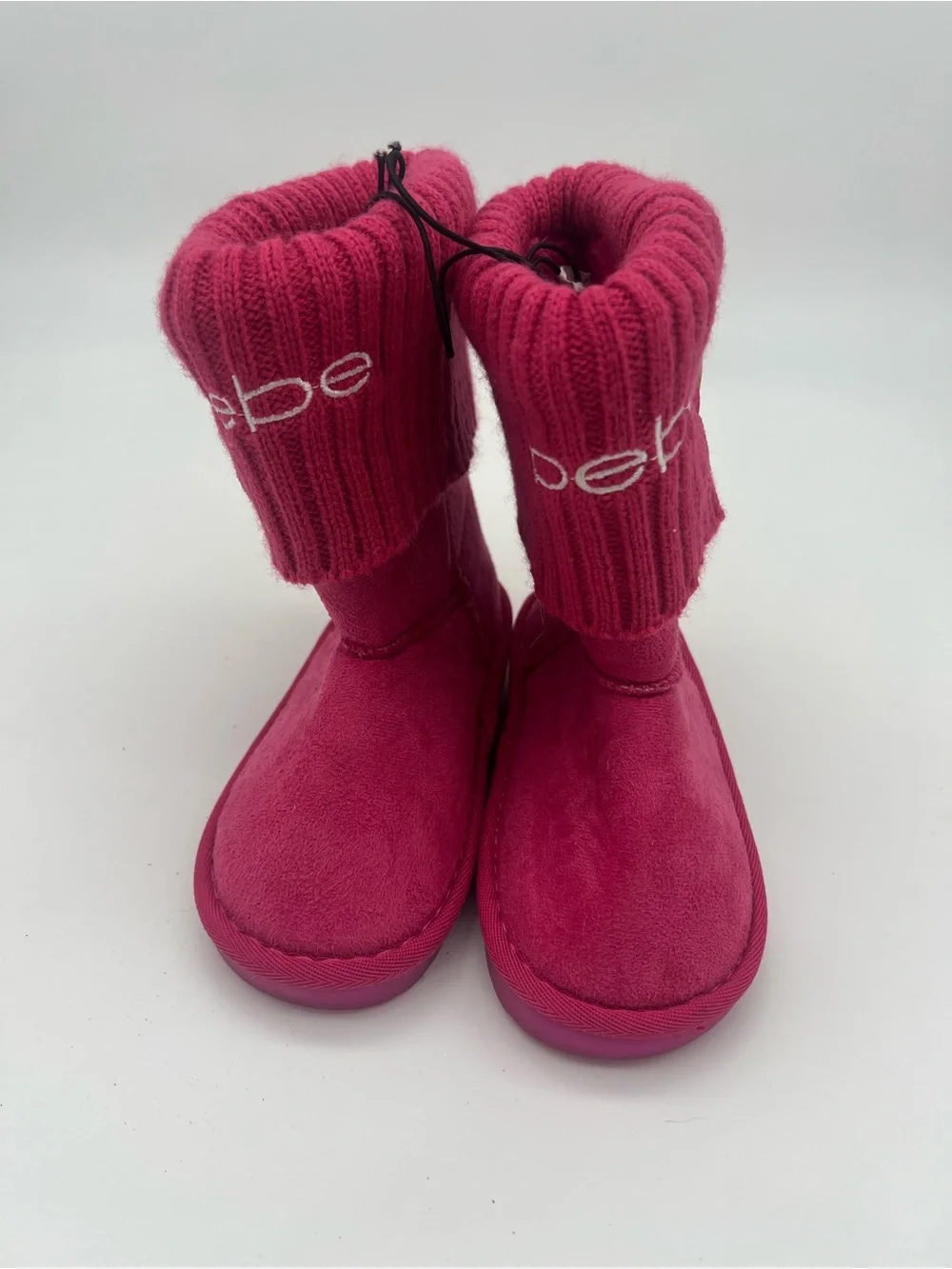 Bebe light up hot pink boots girls size 12 heart button fur lining faux suede